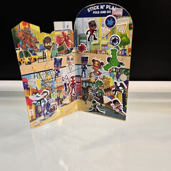 Reusable Puffy Stickers Lot Care Bears And Marvel Stick N' Play Fold And Go - Picture 3 of 11